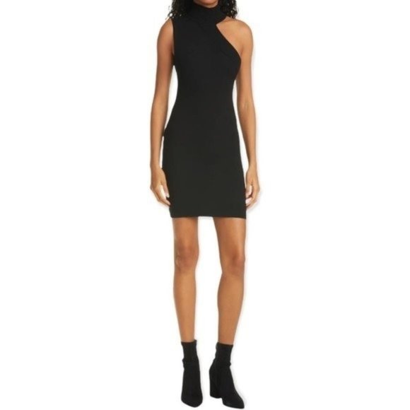 ALICE + OLIVIA Kiki Shoulder Cutout Body-Con Sweater Dress in Black - NWT - Picture 2 of 10